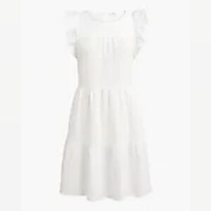 J. Crew Factory White Ruffle Sleeve Gauze Dress